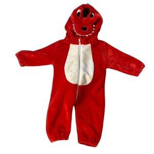 Unknown Brand Size 6 Months Red Dino Kids Fleece Halloween costume Like New